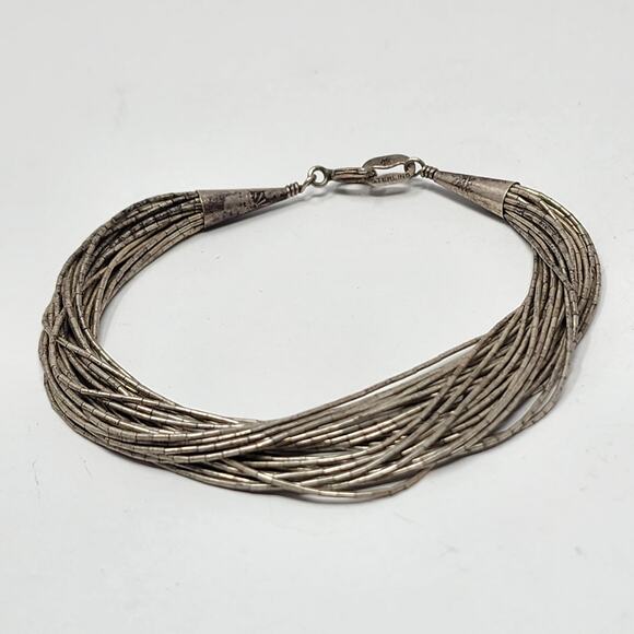 Sterling Silver Tube Beaded Native American Bracelet - Picture 4 of 7